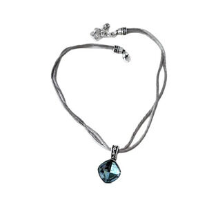 Brighton Venus Rising Necklace Silver Cord 18" Blue Crystal Pendant Retired